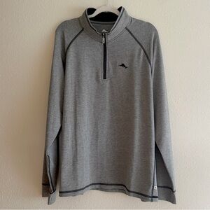 Tommy Bahama Quarter Zip Pullover Mens XL Gray Black Marlin Logo ST226874TX
